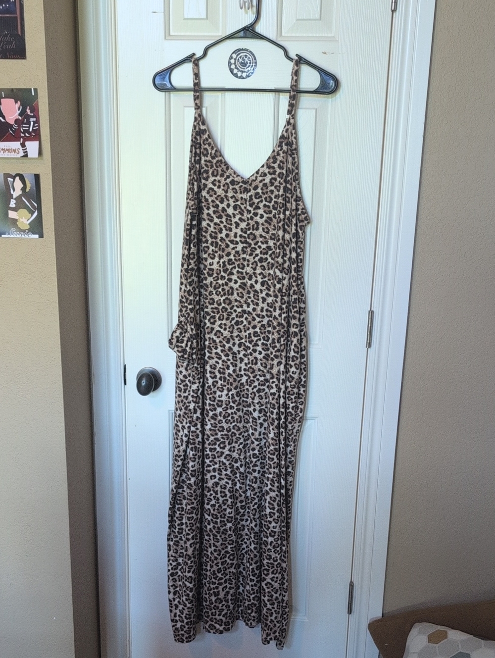 Leopard Print Slip Maxi Dress - Beige Brown